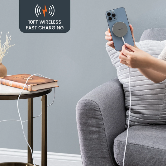 10ft Alloy 15W Wireless Magnetic Charger - Silver