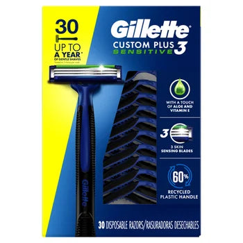 Gillette Custom Plus 3 Razors Sensitive