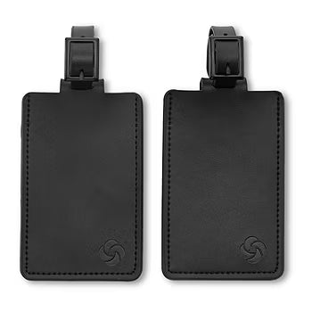 2PK LEATHER ID TAGS BLACK