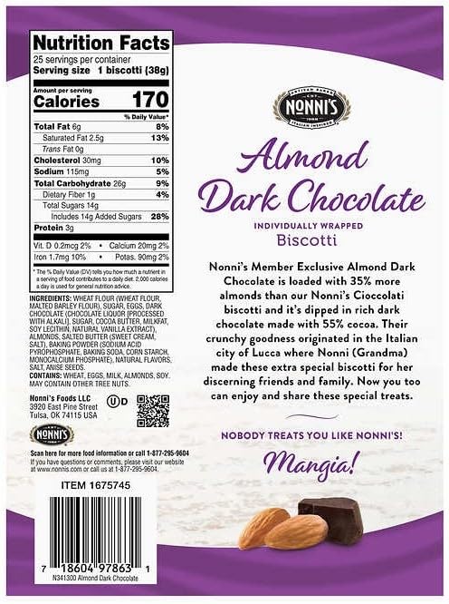 Almond Dark Chocolate Biscotti