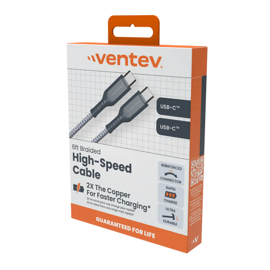 High Speed USB C to USB C Braided Cable with 2x the Copper for Faster Charging 6ft