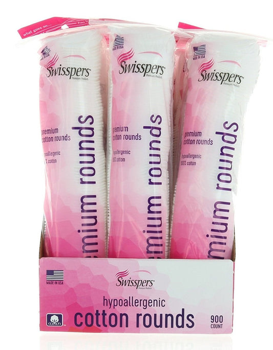 Swisspers Premium Hypoallergenic Cotton Rounds - 900 Count