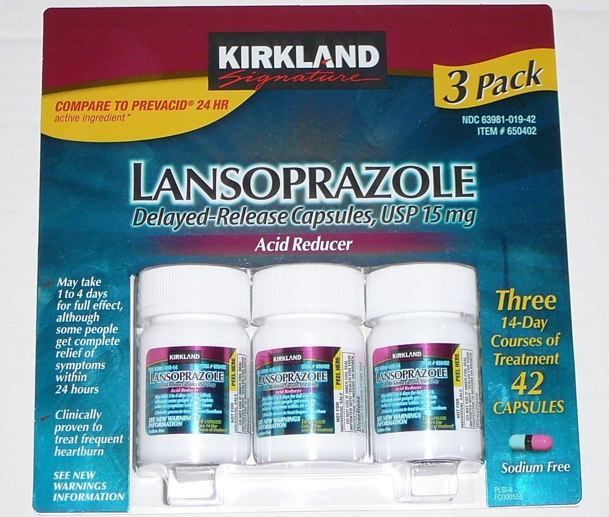 Kirkland Signature Lansoprazole 15mg Acid Reducer