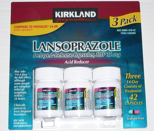 Kirkland Signature Lansoprazole 15mg Acid Reducer
