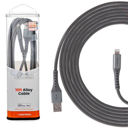 High Speed USB A to Apple Lightning Braided Cable with 2x the Copper for Faster Charging 6ft