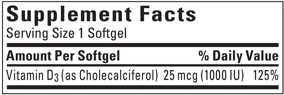 Nature Made Vitamin D3 25mcg Softgels